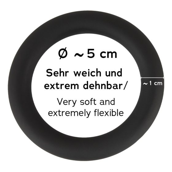 Black Velvet - silikonový kroužek na penis (černý) - 5 cm