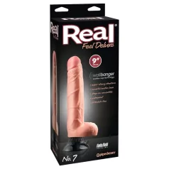   Real Feel Deluxe No.7 - realistický vibrační dildo s varlaty - tělová barva