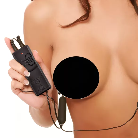 Fetish - vibrační svorky na bradavky - černá