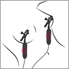 Fetish - vibrační svorka na bradavky (černá)