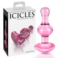 Icicles No. 75 - anální kolík skleněný srdce růžový