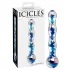 Icicles No. 08 - skleněné dildo - oboustranné, vlnité - čiré/modré