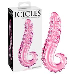   Icicles No. 24 - skleněné dildo s žebrovaným jazykem (růžové)