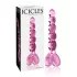 Icicles No. 43 - skleněné dildo s korálky a srdcem - růžové