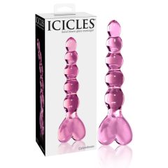 Icicles No. 43 - beaded, kind glass dildo (pink)