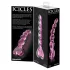 Icicles No. 43 - skleněné dildo s korálky a srdcem - růžové