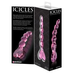 Icicles No. 43 - beaded, kind glass dildo (pink)