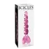 Icicles No. 43 - skleněné dildo s korálky a srdcem - růžové