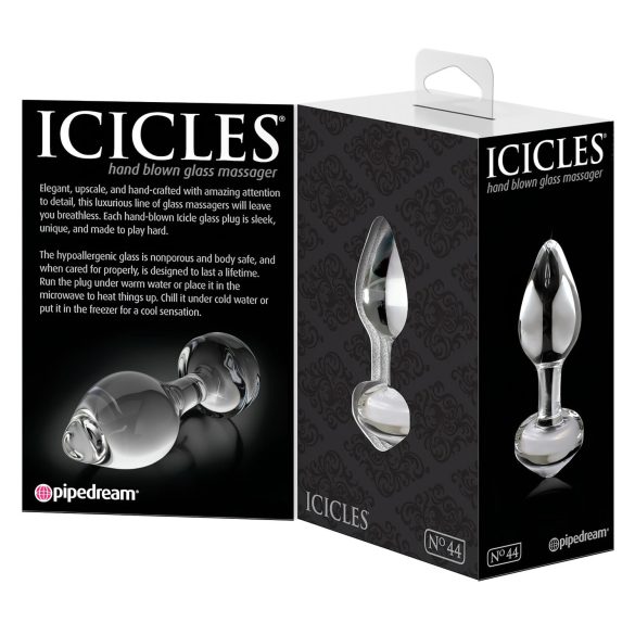 Icicles No. 44 - anální kolík - kuželový tvar - sklo čiré