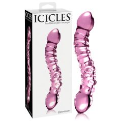   Icicles No. 55 - skleněné dildo pro G-bod - dvoustranné - růžové