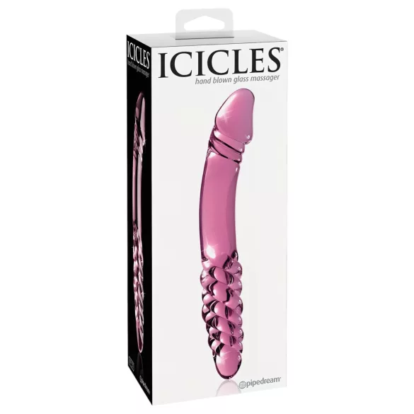 Icicles No. 57 - oboustranné skleněné dildo s penisem - růžové