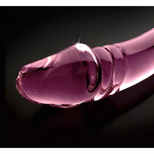 Icicles No. 57 - oboustranné skleněné dildo s penisem - růžové