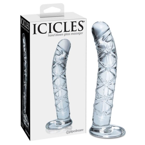 Icicles No. 60 - skleněné dildo se síťovaným penisem (průsvitné)