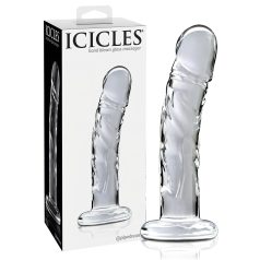 Icicles No. 62 - skleněné dildo s penisem - průhledné