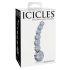Icicles No. 66 - skleněné dildo - zahnuté, s kuličkami - čiré