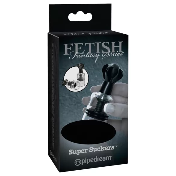 Fetish Super Suckers - vakuová pumpa na bradavky - černá/průhledná