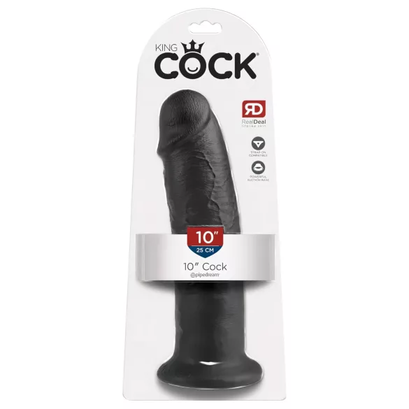 King Cock - realistický dildo s přísavkou - černý 25 cm