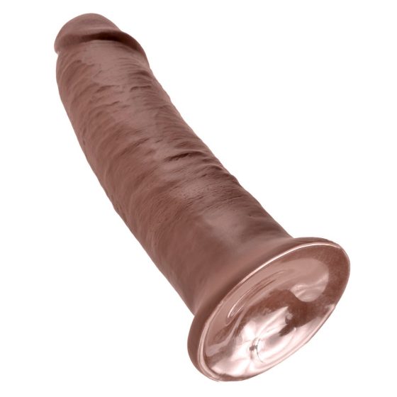 King Cock 10 - velké dildo se varlaty s přísavkou (25cm) - hnědé