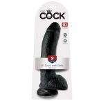   King Cock 9 - velké připínací, varlatové dildo (23 cm) - černé