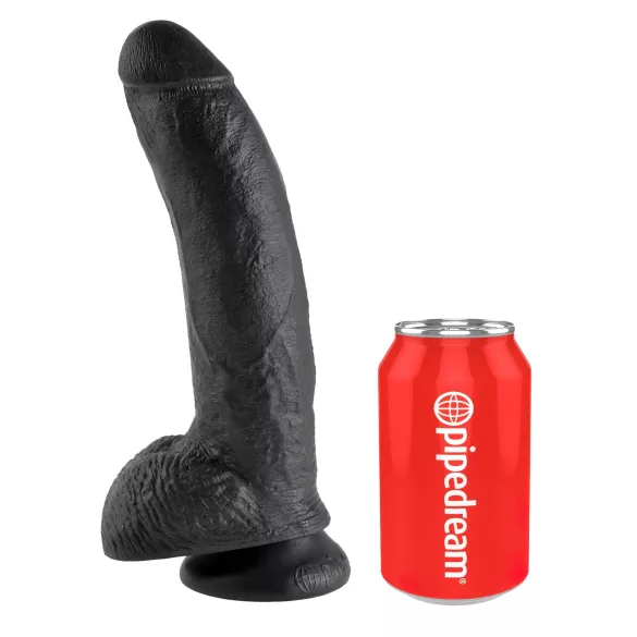 King Cock - realistické dildo s varlaty a přísavkou 23 cm - černé