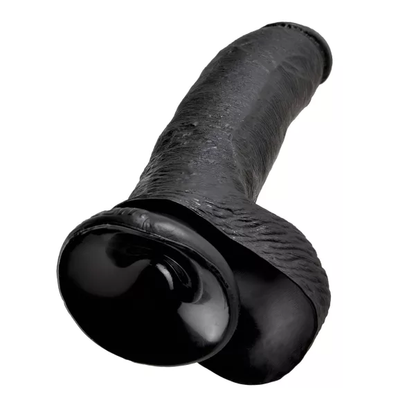 King Cock - realistické dildo s varlaty a přísavkou 23 cm - černé