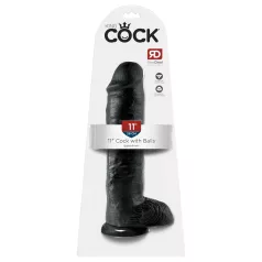   King Cock 11 - realistické dildo s varlaty a přísavkou - černé 28 cm