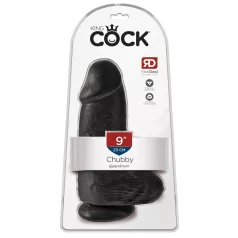   King Cock 9 Chubby - dildo s přísavkou a varlaty - černý 23 cm