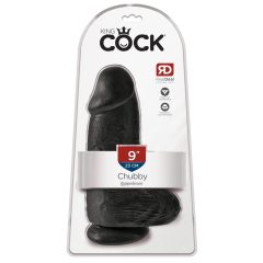   King Cock 9 Chubby - připínací, varlatové dildo (23 cm) - černé
