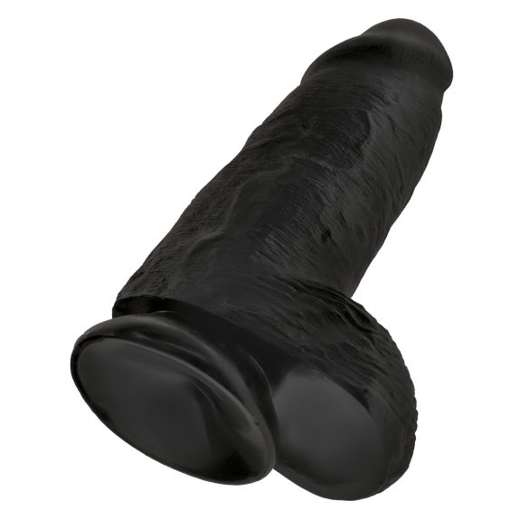King Cock 9 Chubby - přísavný, varlatý dildo (23cm) - černý