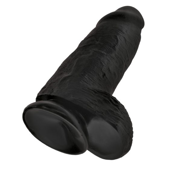 King Cock 9 Chubby - připínací, varlatové dildo (23 cm) - černé