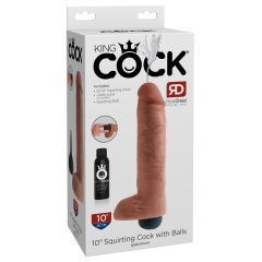   King Cock 10 - realistické stříkající dildo (25cm) - tělová barva