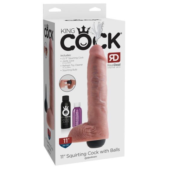 King Cock 11 - realistické stříkající dildo (28 cm) - přírodní