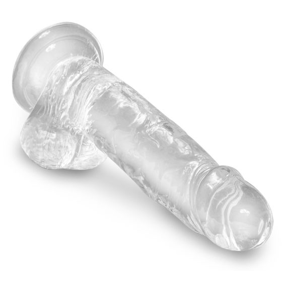 King Cock Clear 7 - připínací, testikulární dildo (18 cm)