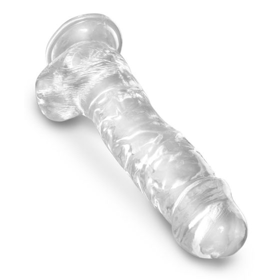 King Cock Clear 8 - připínací, testikulární dildo (20 cm)