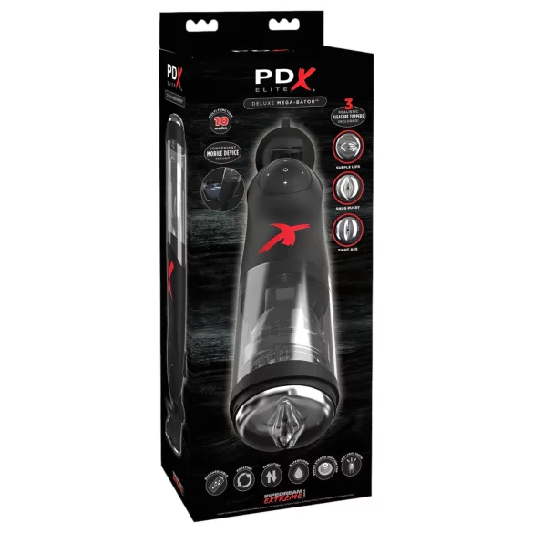 PDX Mega-Bator - automatický masturbátor - otáčivý, posuvný - černý