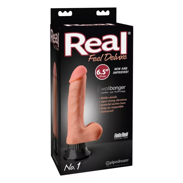 Real Feel Deluxe No.1 - realistický vibrátor s varlaty - naturální vzhled