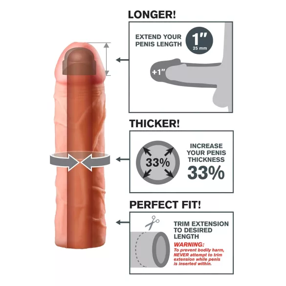 Pipedream - X-TENSION Perfect 1 - realistický návlek na penis (17,7 cm, tělová barva)