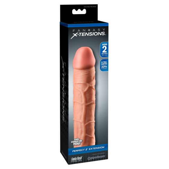 X-TENSION Perfect 2 - realistický návlek na penis (20,3cm) - přírodní