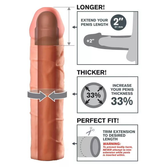 Pipedream - X-TENSION Perfect 2 - realistický návlek na penis (20,3 cm, tělová barva)