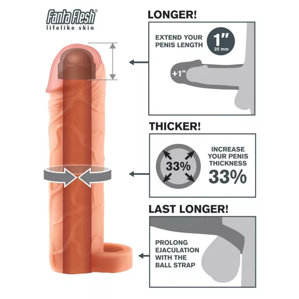 Pipedream X-TENSION Perfect 1 - erekční návlek na penis s jedním kroužkem (17,7 cm, tělová barva)