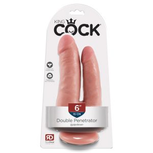 King Cock Double Penetrator - realistické dvojité dildo (přírodní barva)