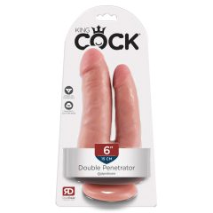   King Cock Double Penetrator - realistické dvojité dildo (přírodní barva)