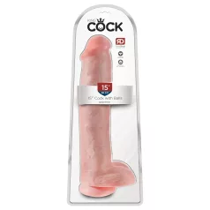   King Cock 15 - realistický dildo s varlaty a přísavkou - 38 cm - tělová