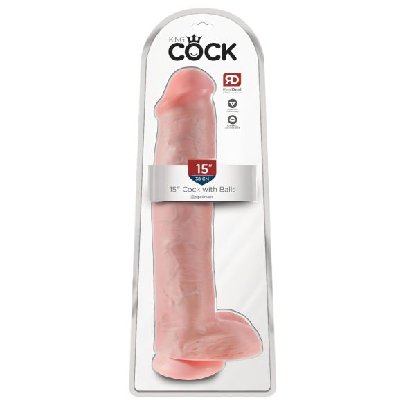 King Cock 15 - přísavkový dildo s varlaty (38cm) - přirozený