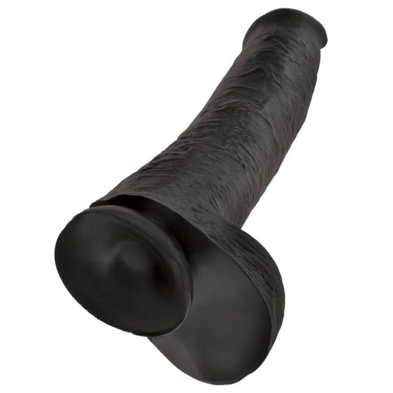 King Cock 15 - gigantické, připínací, varlatové dildo (38 cm) - černé