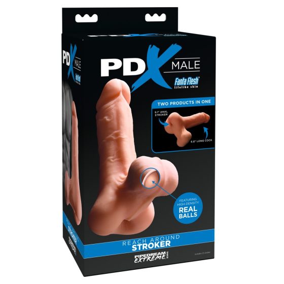 PDX Reach Around - dildo 2v1 a návlek na penis (přírodní)
