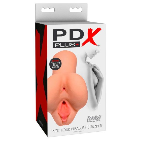 PDX Pick Your Pleasure Stroker - 2in1 - realistický masturbátor (přírodní)