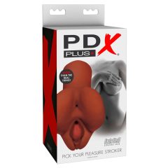 PDX Pick Your Pleasure Stroker - masturbátor 2v1 (hnědý)