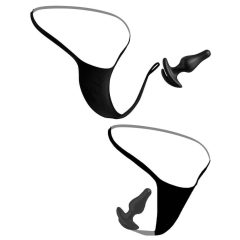 HOOKUP Plug - striped bottom anal with dildo (black)