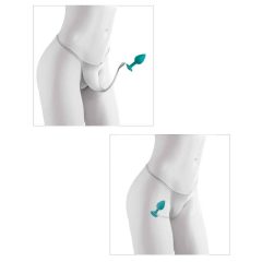   HOOKUP Diamond Plug - lace bottom anal with dildo (white-turquoise)